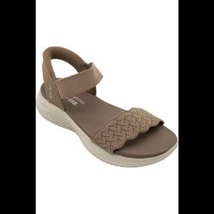 Skechers Slip Ins Ultra-Flex Knit Sandals Feelin' Pretty Mocha - Wide